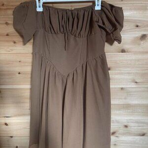 SHEIN Brown Off-Shoulder Dress